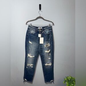 Flying Monkey Women’s distressed boyfriend-fit straight crop jeans Size 26 NWT